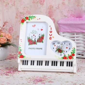 

Murals Creative 5-inch Photo Frame Classical Piano Alarm Clock Nordic Photo Frame Plastic Gift Photo Frame Furnishing Decoration