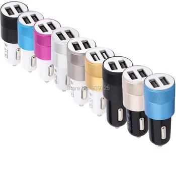 

2 USB Car Charger metal alloy 2.1A Bullet Car Chargers For iPhone 6 7 plus 8 X samsung s7 s8 note 8 android phone gps