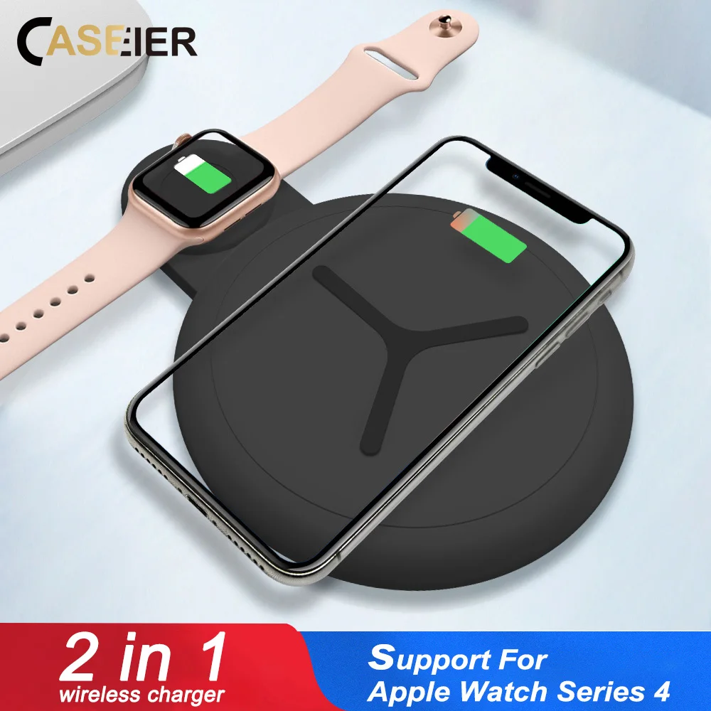 CASEIER 12 5 Вт QI Беспроводное зарядное устройство для iPhone 8 X XR XS MAX 2 в 1 быстрое Samsung S8 S9
