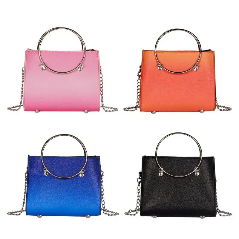 

Gradient Color Women Shoulder Bags Crossbody Leather Chain Pure Casual Messenger Handbags for Ladies Party Purse 2019 New