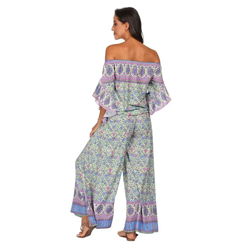 2 Piece Set Women Casual Boho Sweet Elegant Sexy Travel Beach Retro Ladies Red Tops Wide Legs Pants Floral Strapless Ethnic Suit 2 Piece Set Women Casual Boho Sweet Elegant Sexy Travel Beach Retro Ladies Red Tops Wide Legs Pants Floral Strapless Ethnic Suit