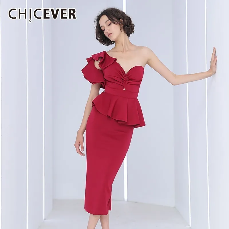 Летний комплект из двух предметов CHICEVER Сексуальная футболка с открытыми плечами