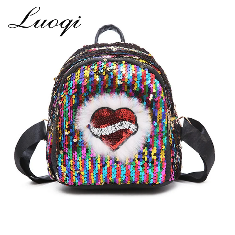 

Shining Women Sequins Backpack Girls Portable Party Mini School Bag Fashion Travel Bling Shoulder Bag for Girls Feminina Mochila
