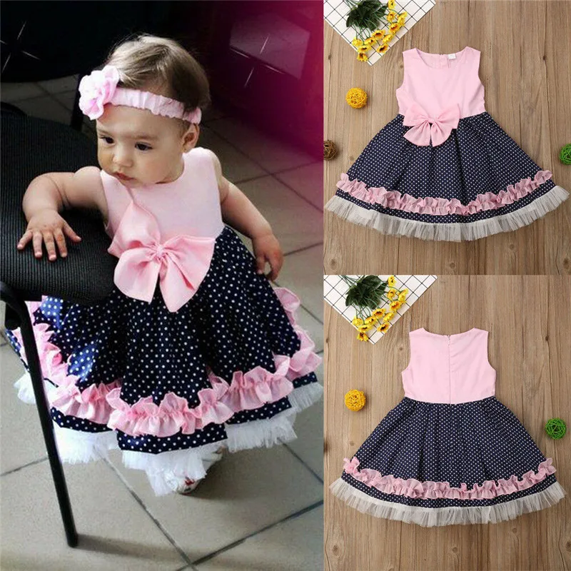 

Baby dress Princess Girl wear sleeveless Bow Dress for 6M-3 year birthday party Toddler Costume Summer for Infant vestidos