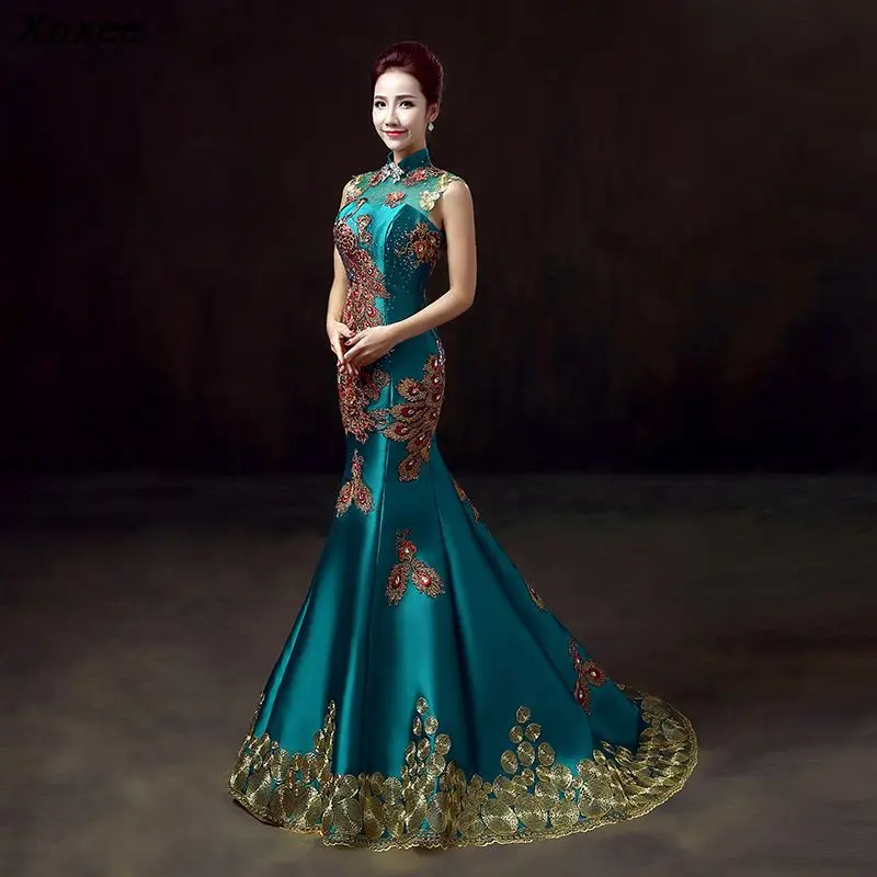 

China Wind Embroidery Diamonds 2019 Women's elegant long gown party proms for gratuating date ceremony gala evenings dresses up