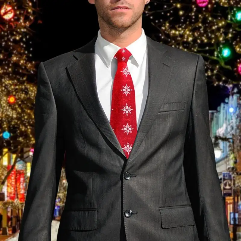Мужской новогодний Рождественский галстук полиэфирный Шелковый Цветочный галстук с принтом вечерние повседневные Галстуки мужские галстуки Галстук мужской деловой Свадебный галстук