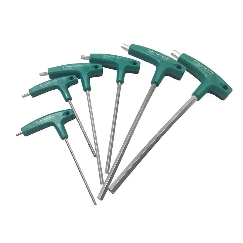 

6pcs 3mm/4mm/5mm/6mm/8mm/10mm S2 Steel Inner Hexagon Wrenches T Handle Allen Hex Key Wrench Spanner