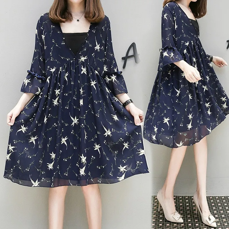 

Maternity Dresses Summer Fashion Chiffon Floral Pregnant Women Dress Long 4XL Pregnant Women Dress Elegant Ropa Mujer Invierno