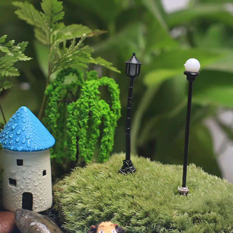 

Jardin Terrarium Resin Craft Garden Ornament Plant Pot Landscape Mini Street Light Dollhouse Miniature Decor Micro Landscape