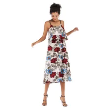 2019New Elegant Chiffon Women Dress Summer Off Shoulder Floral Print Boho Style Mid-Length Party Beach maxi dress