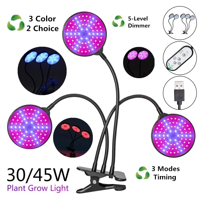 

Dual/Three Heads LED Grow Lights Full Spectrum Flexible Gooseneck with Desk Clamp for Indoor Plants Hydroponic Garden Greenhouse
