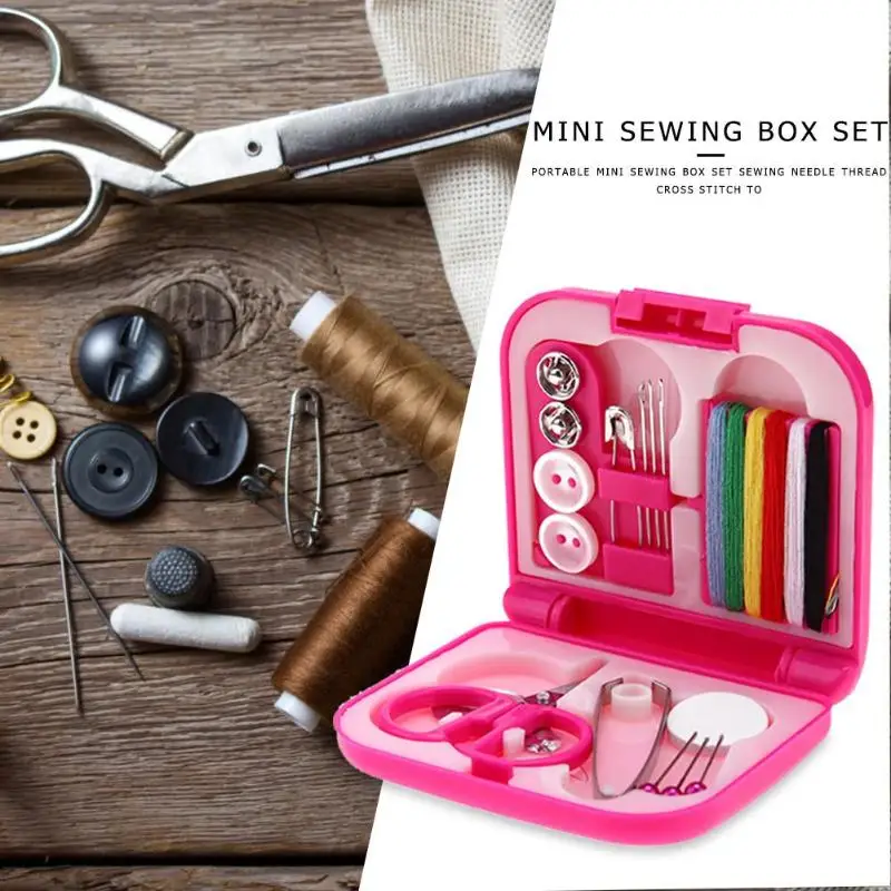 

Portable Mini Sewing Box Set Sewing Needle Thread Cross Stitch Tools Stitching Embroidery Sewing Needle Craft Sewing Kits Case