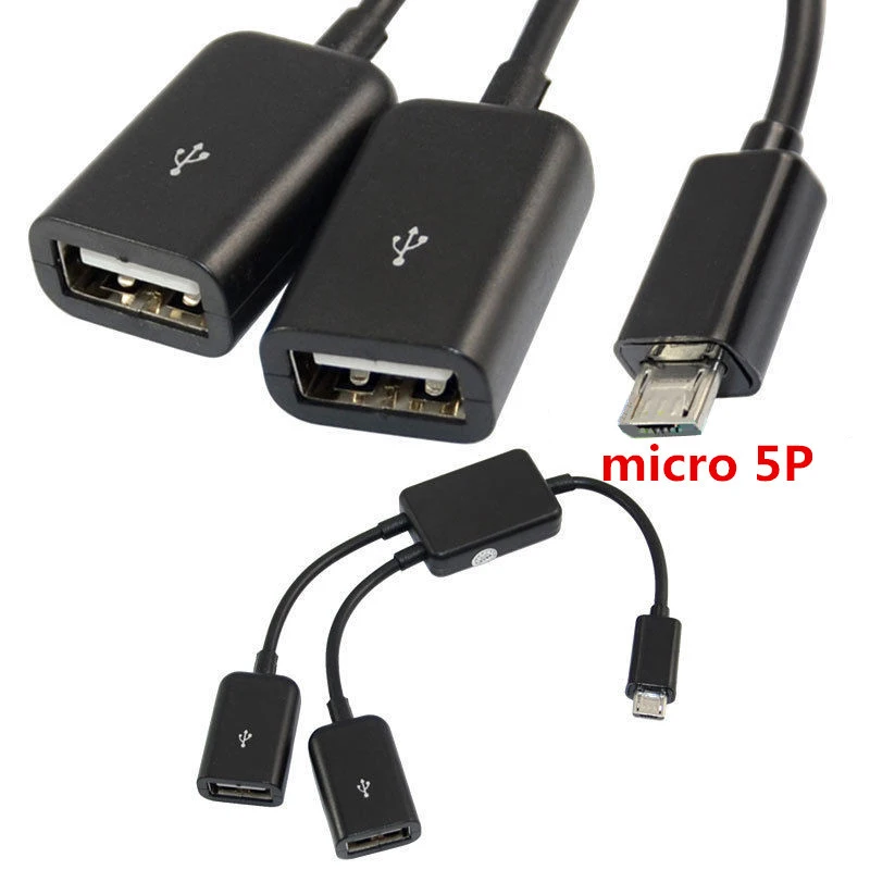 Микро-usb хост-кабель, микро-usb штекер для 2х типа А двойной USB OTG адаптер конвертер концентратор для Android планшетных ПК и Smart Pho