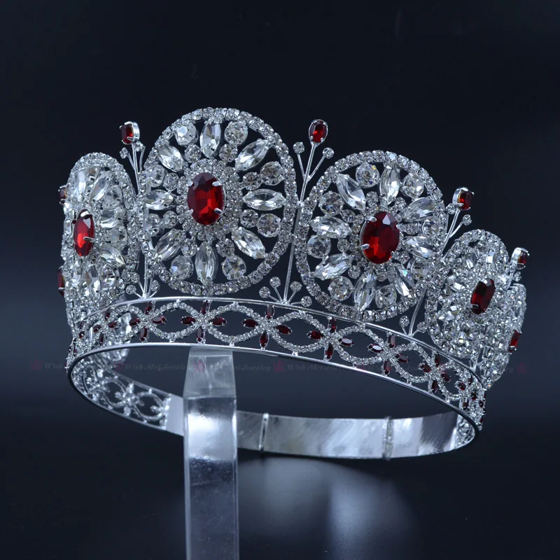 Rhinestone Crown Miss Beauty Crowns For Pageant Contest Private Custom Round Circles Bridal Wedding Hair Jewelry Headband mo228 janevini satin ribbon flowers crystal wedding bouquets luxury diamond rhinestone bridal bouquet red artificial brooch custom