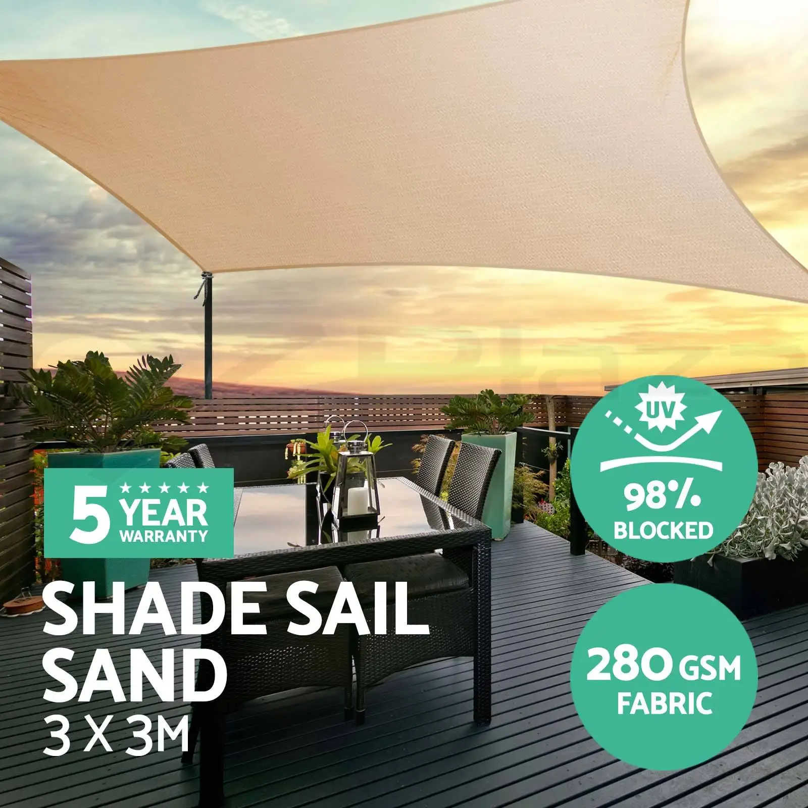 

Rectangle 280gsm HDPE Sun Shade Sail Cloth Sun Shelter Sunshade Protection Outdoor Canopy Garden Patio Pool Shade Sail Awning