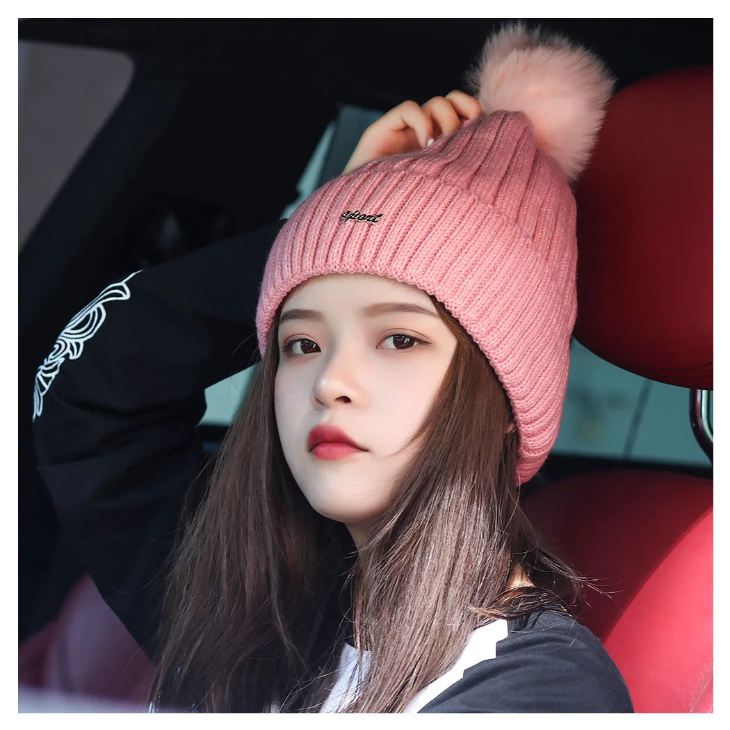 Pink Thermal Bobble Hat Ladies Winter Girls Kids Winter Beanie Hat
