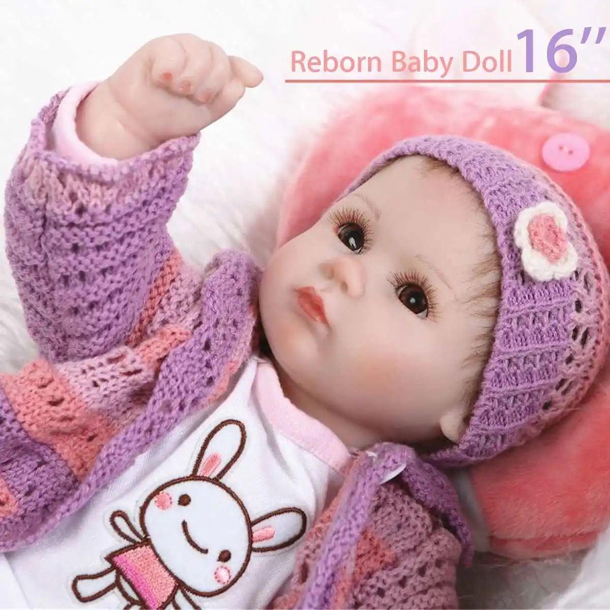 

16" Soft Silicone Reborn Doll Toys Realistic Handmade Toy Vinyl Reborn Play House Bedtime Toy Birthday Christmas Gift for Girl