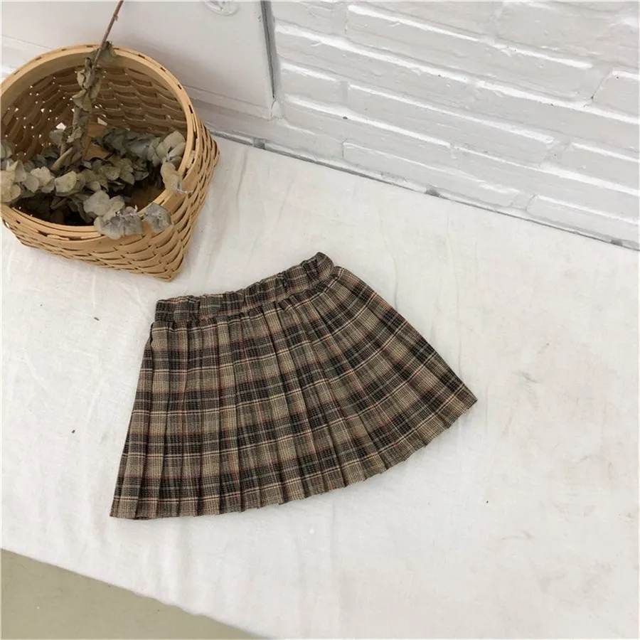 

Baby Girl Skirt Casual Plaid Pleated Skirts 2 3 4 5 6 Years Toddler Baby Skirt Elastic Waist Pettiskirt For Girls Korean Skirts