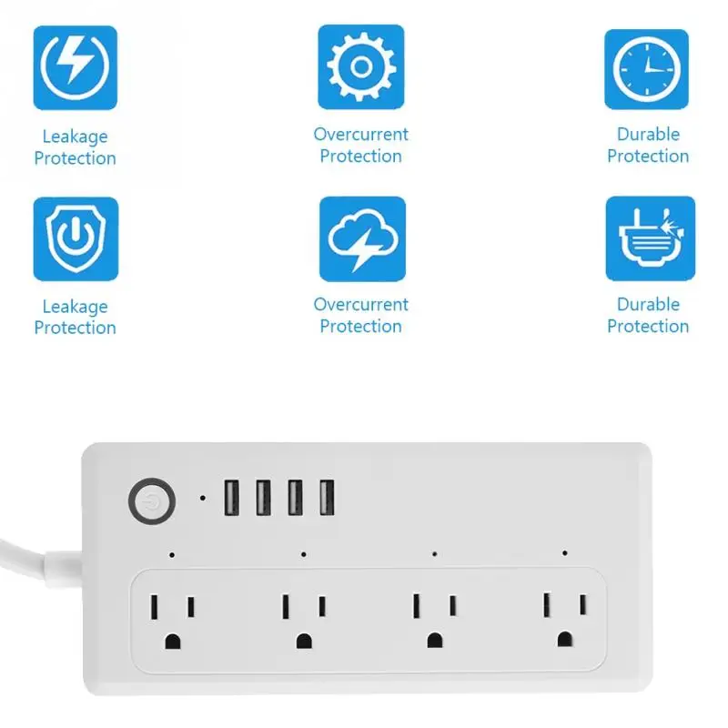

WiFi PC Power Strip Surge Protector Smart 4 USB Ports Plug Voice Controlled Timer Schedules 100-240V US