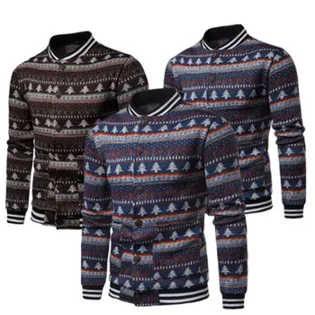 

Christmas Men's Slim Fit Stand Collar Coat Tops Military Jacket Winter Outwear