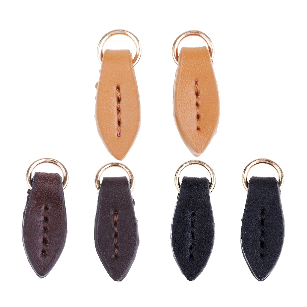 

fityle 6Pcs/set Leather Zipper Tags Fixer Pull Replacement for Wallet Purse Bag Repair