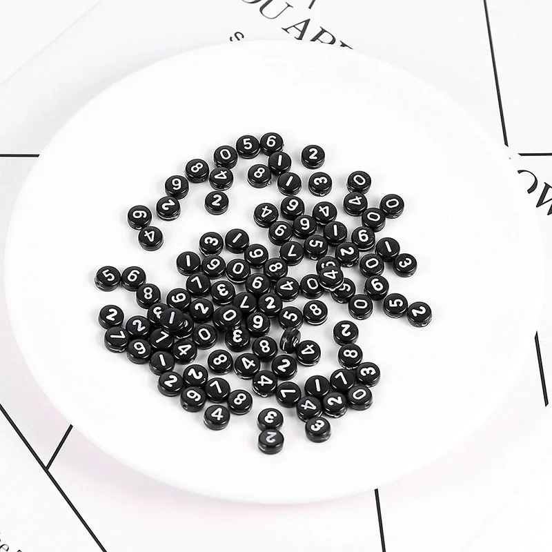 100 шт. разноцветные и черные акриловые бусины с разделительным номером плоские