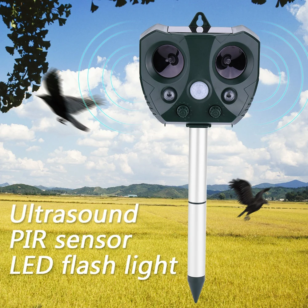 

Outdoor Pest Control Ultrasonic Pest Repeller Solar PIR Sensor Mouse Bird Dog Repeller for Control Garden Keep Animals Away