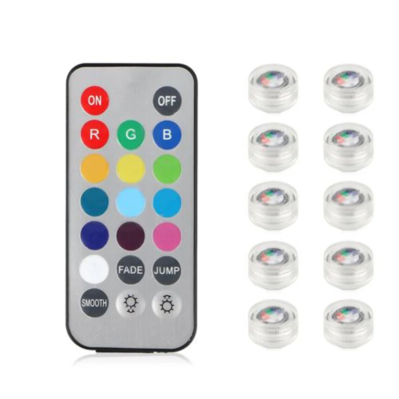 

Waterproof Tea Lights RGB Submersible Led Lamp Remote Control Wedding Xmas Decor