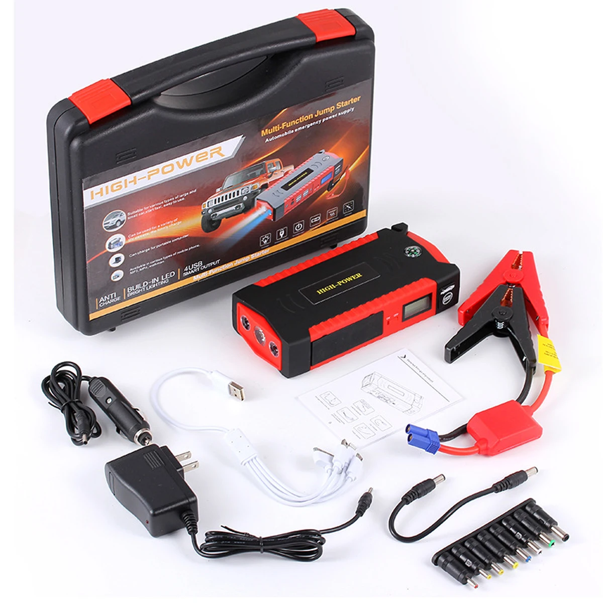 Multifunction Jump Starter 82800mAh 12V 4USB 600A Portable Car Battery