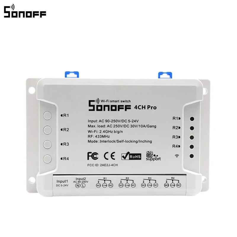 SONOFF 4CH Pro WiFi Smart remote Switch R2 4 gang 433 93 MHz RF switch 3 режима работы RF/Wifi работает с
