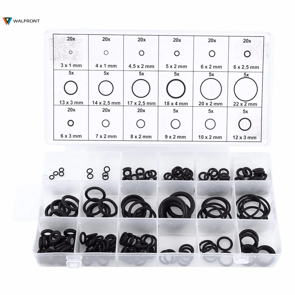 

225Pcs/sets Black O-Ring Rubber Assortment Set Garage Door Seal Washer Door Gasket Seal o-ring Different Sizes Wholesale