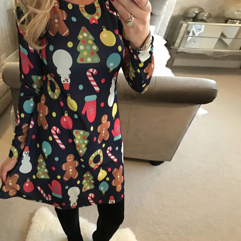 

AINYFU 2019 Autumn Women Christmas Dress 5XL Plus Size New Year Festival Large Size Long Sleeve Winter Dress 477