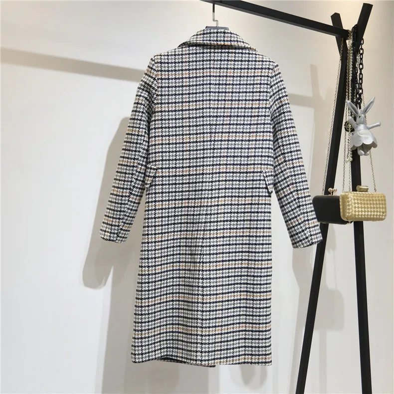 Arrivée Noir Plaid Boutonnage Blanc Laine Contraste Mode Yf13101 De Color 2018 Nouvelle Double Épais Picture Pour Couleur Entaillé Veste L'automne Lanmrem ExwfqY84n