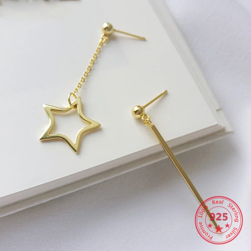 

Korea New Style 925 Sterling Silver Earring for Women Simple Fashion Chic Zircon Gold Mermaid Tail Stud Earring Jewelry