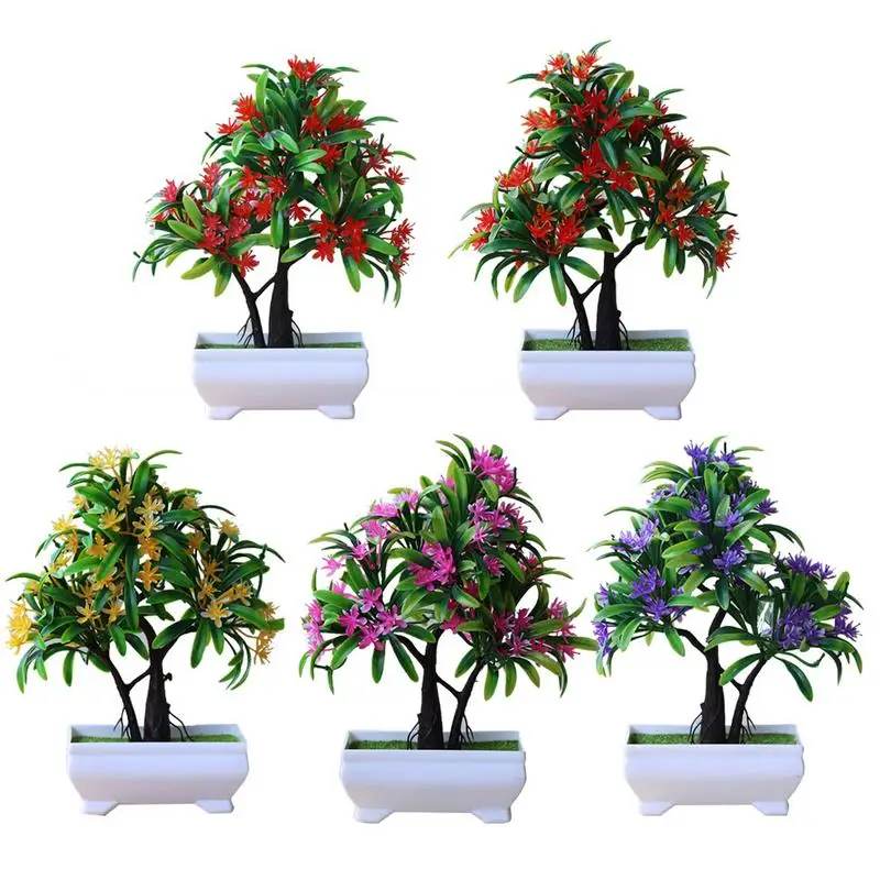 

1pc Simulation Flower Potted Plant Floral Green Bonsai Decoration Small Artificial Bonsai Home Decoration Desktop Table Ornament