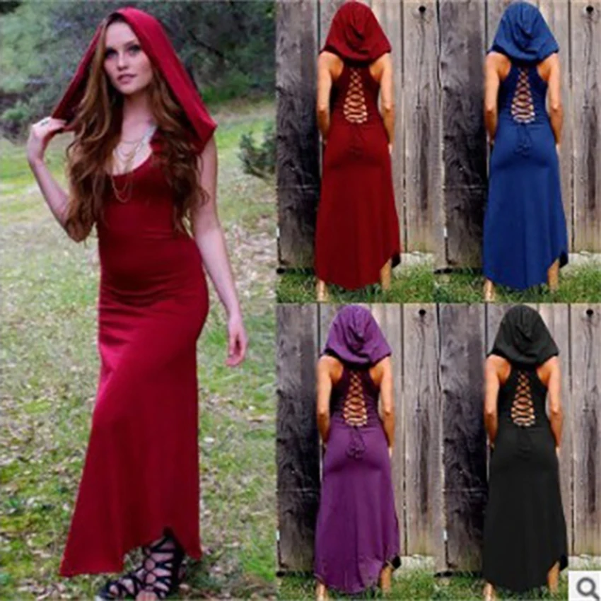 

2019News Renaissance Witch Medieval Carnival Halloween Costume for Women Fancy Dress Retro Hollow Princess Adult Female Plus