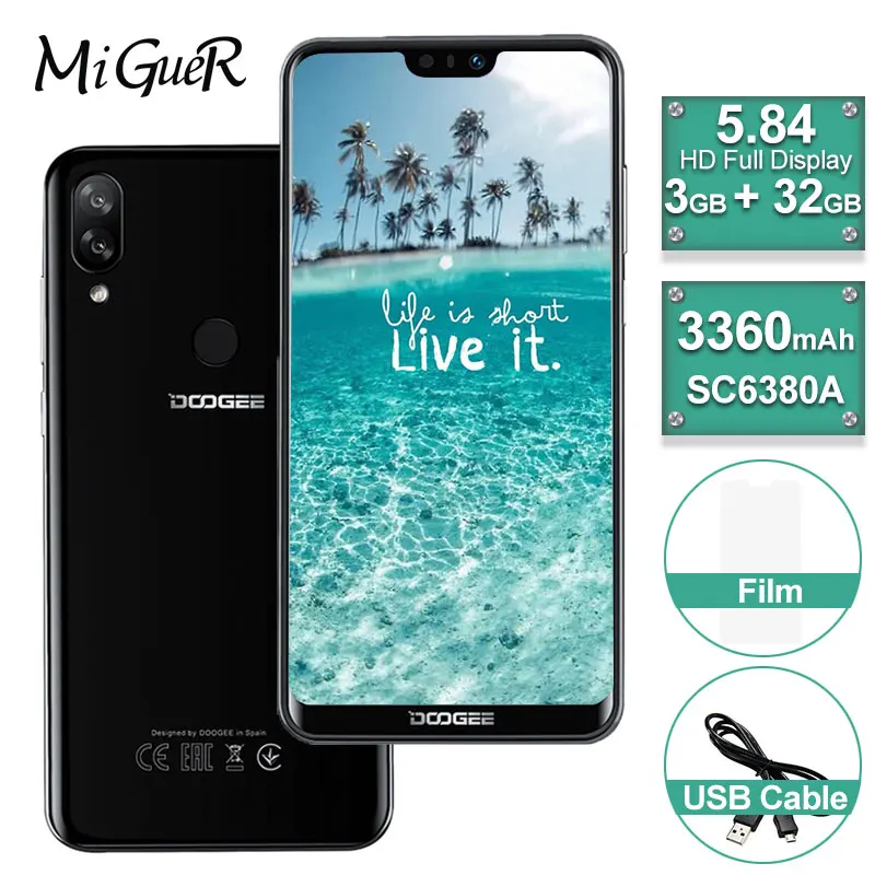 

In Stock DOOGEE N10 mobile Phone 3GB RAM 32GB ROM 5.84inch 19:9 Display 16.0MP Front Camera 3360mAh Android 8.1 4GLTE Smartphone