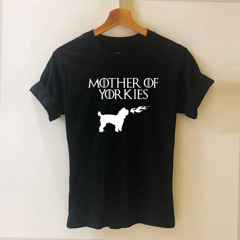 Новая футболка для мамы «Мама йоркширского терьера», хлопковая футболка с короткими рукавами и круглым вырезом, футболки для девочек, женская одежда