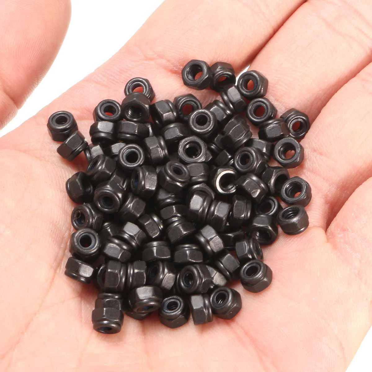 

New 100pcs M3x0.5mm Zinc Plated Self-locking Nylon Insert Hex Lock Nuts Black