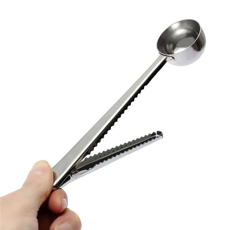 

Stainless Steel Coffee Measuring Scoop With Bag Clip Sealing Tea Measuring Spoon Kitchen Tool