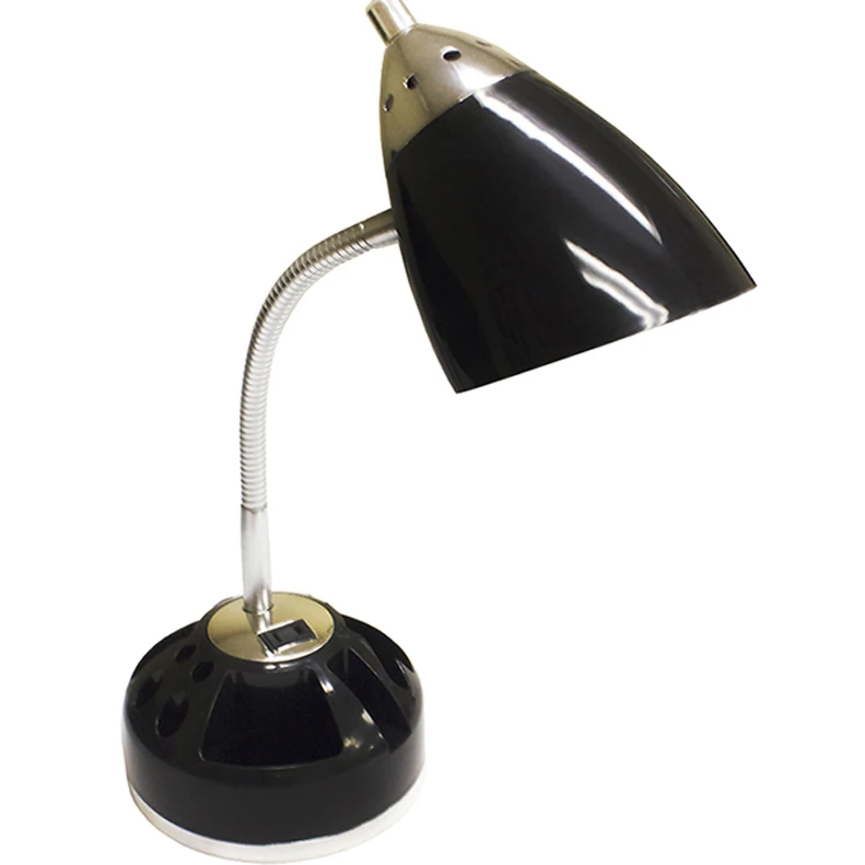 LimeLights Flossy Organizer Desk Lamp with Charging Outlet Lazy Susan