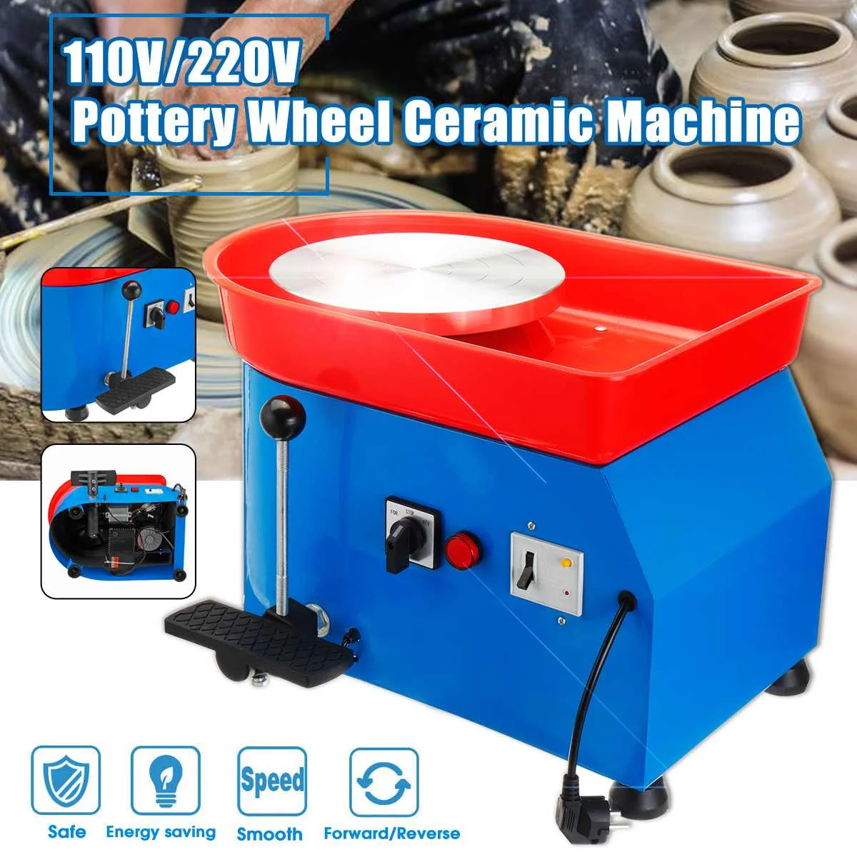 

US Plug 350W 110/220V Electric Pottery Wheel Ceramic Machine Pottery Forming Machine DIY Clay Tool Ceramic Work Ceramics Clay