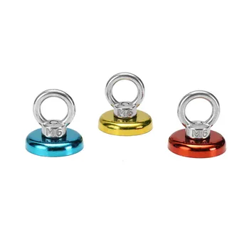 

SULEVE 1pc 50KG Neodymium Recovery Magnet Red/Yellow/Blue Eyebolt Hook Magnet Metal Detector 36x30mm For Salvage Operations