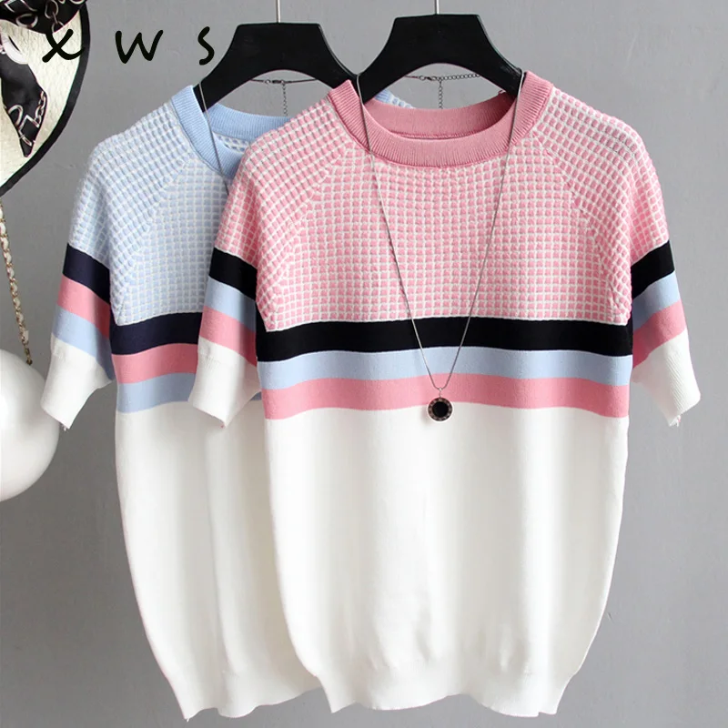 

2019 NEW vintage thick autumn winter Striped Sweater pullovers Women o-neck long Sleeve big size sweater high quality female top