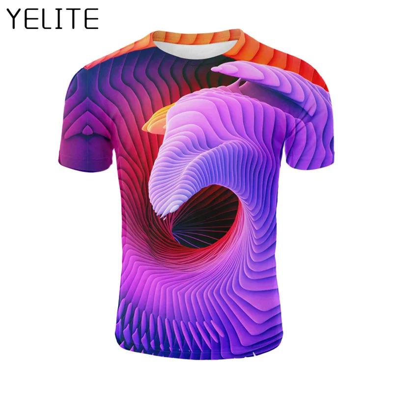 YELITE 3D футболка Для мужчин летние топы вращающийся Торнадо с принтом Футболки