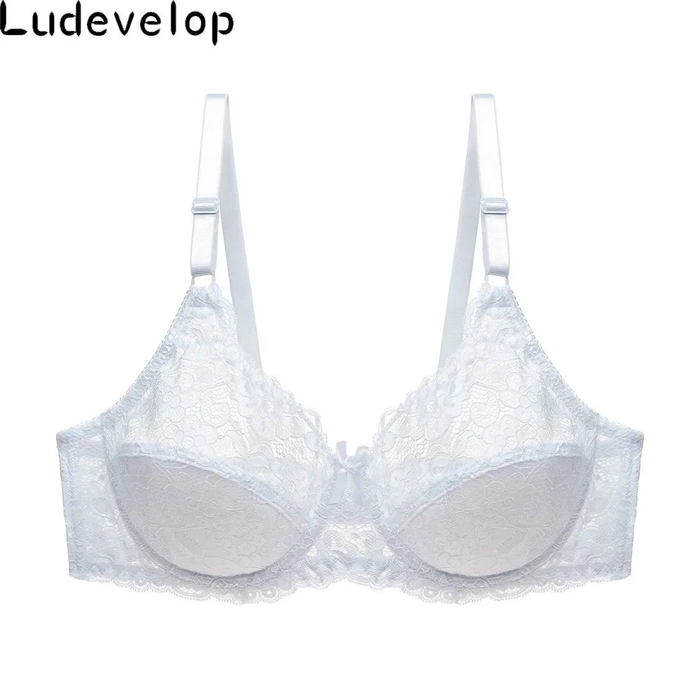 Women's Ultra Thin Bra Full Coverage Sexy Soft Underwire Lace Padded Brassiere Minimizer Bh Plus Size C DD E DDD Cup 3