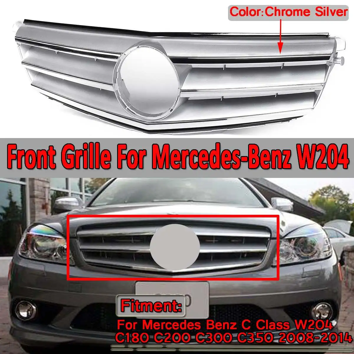 Решетка радиатора для Mercedes Benz C Class W204 C180 C200 C300 C350 2008 2014|Гоночные решетки| |