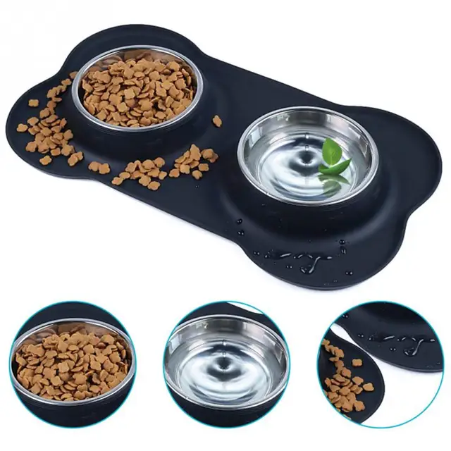 Stainless Steel Double Bowl with Silicone Mat  3
