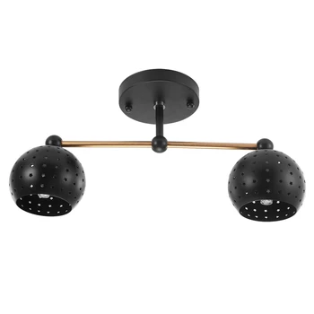 

Retro Wrought Double Head Iron Wall Lamp with Small Holes Lamp Cover Modern Living Room Corridor Aisle Wrought Bar Dining Room