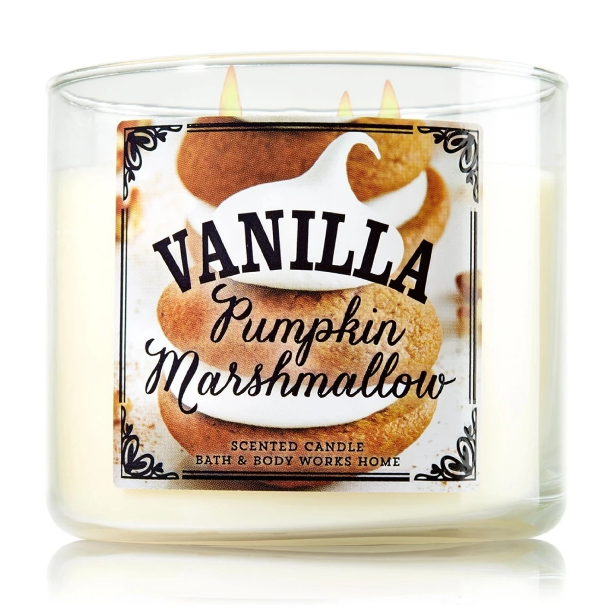BATH & BODY WORKS VANILLA PUMPKIN MARSHMALLOW SCENTED CANDLE 3 WICK 14.5OZ LARGE 